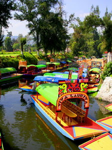 Trajineras - tour boats - in Xochimilco, Mexico City